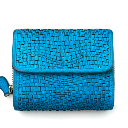 Selenia Washed Cow Leather Woven Wallet - Made In Italy