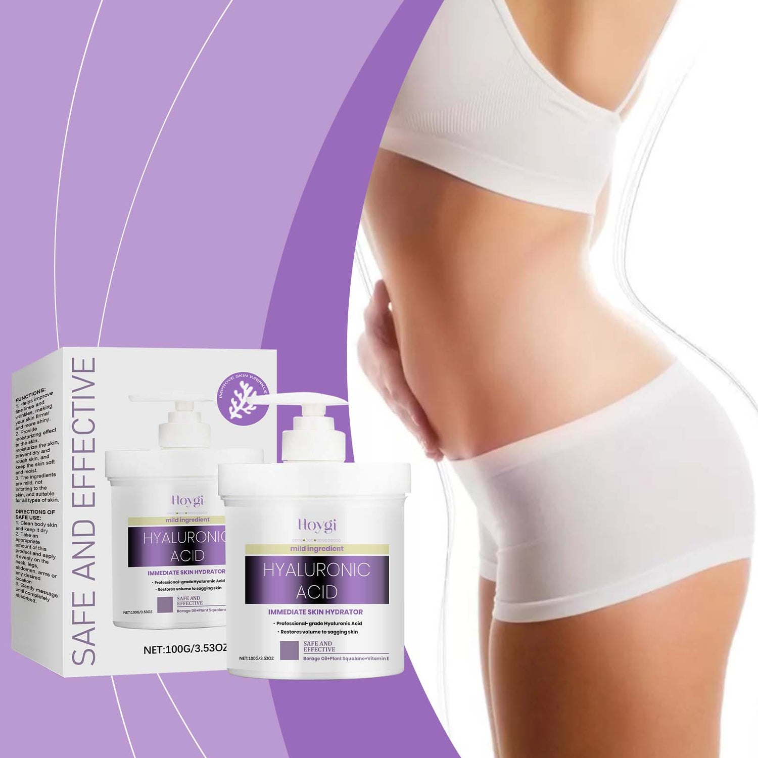 Hoygi Hyaluronic Acid Body Care Cream Nourishes Skin, Enhances Skin Elasticity And Moisturizes Skin