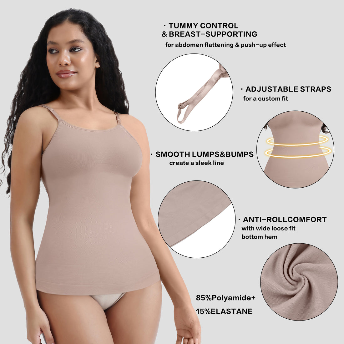 Large Size Bust Compression Shapewear Tummy Control Strapless Body Shaper Camisole Base Layer