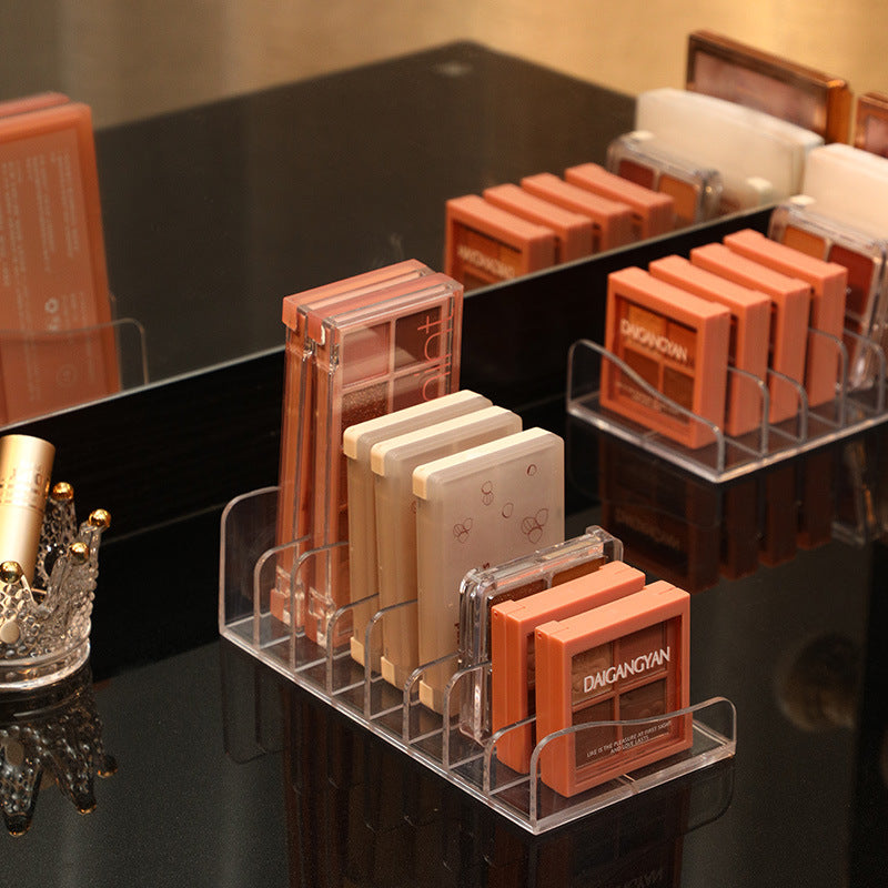Makeup Table Eye Shadow Tray Storage Rack Transparent Powder Cake Box Desktop Drawer Partition Makeup Lipstick Cosmetic Rack