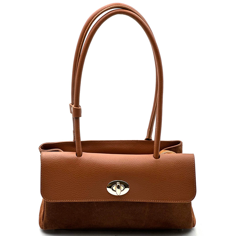 Vivienne East-West Leather Shoulder Bag - Made In Italy