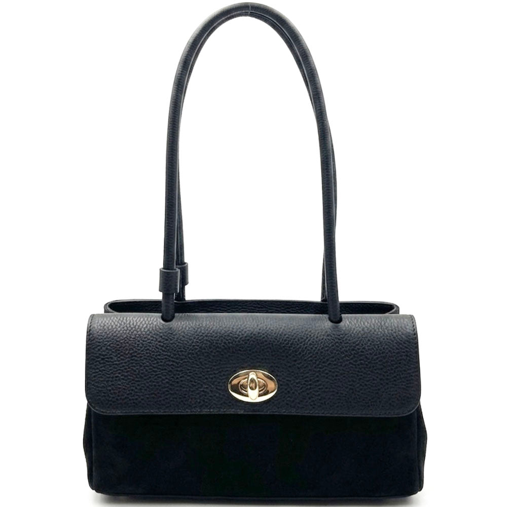 Vivienne East-West Leather Shoulder Bag - Made In Italy