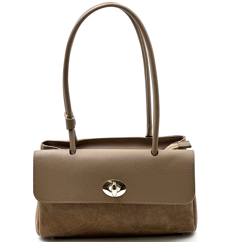 Vivienne East-West Leather Shoulder Bag - Made In Italy