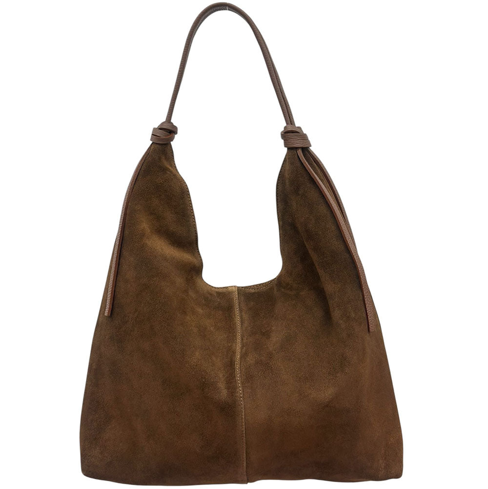 Petra Large Suede Shoulder Bag - Made In Italy