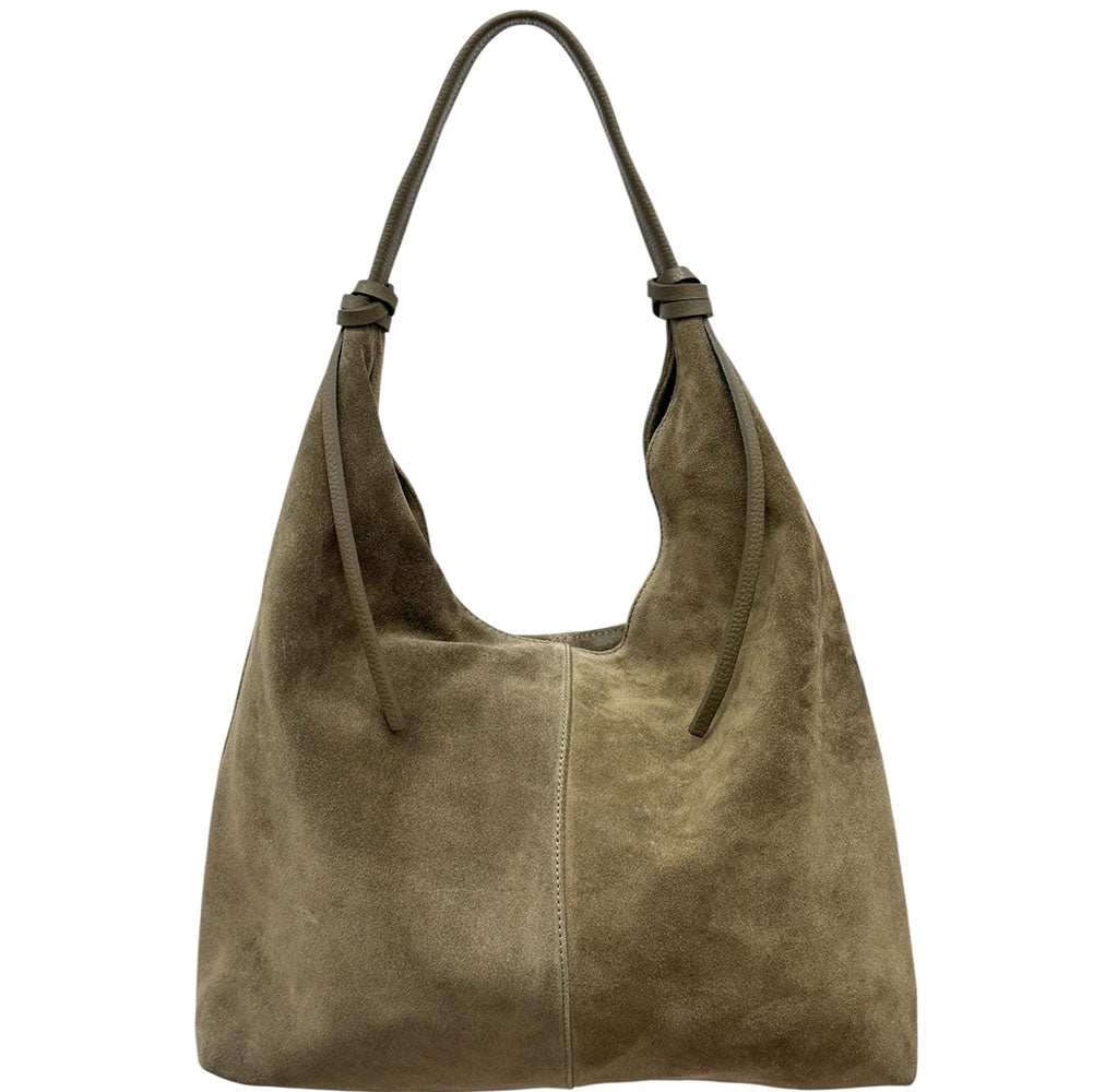 Petra Large Suede Shoulder Bag - Made In Italy