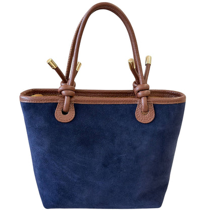Aurelia Italian Suede Knot Handle Tote Bag - Made In Italy