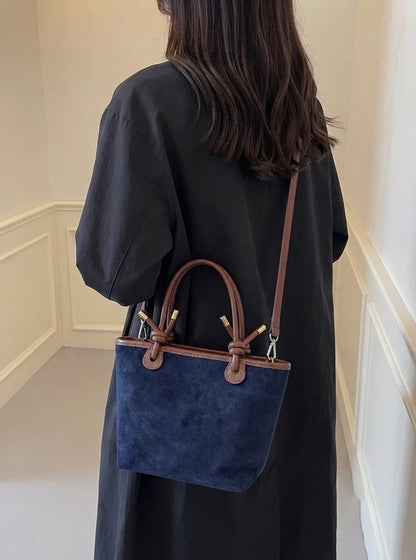 Aurelia Italian Suede Knot Handle Tote Bag - Made In Italy