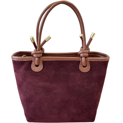 Aurelia Italian Suede Knot Handle Tote Bag - Made In Italy