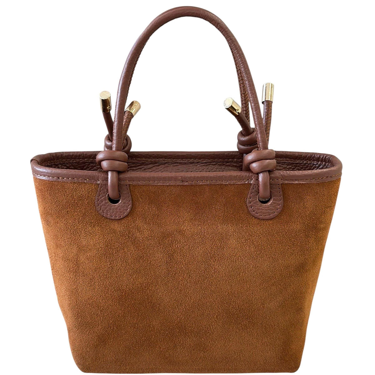 Aurelia Italian Suede Knot Handle Tote Bag - Made In Italy