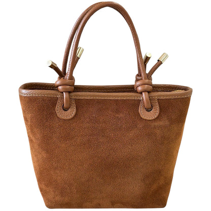 Aurelia Italian Suede Knot Handle Tote Bag - Made In Italy