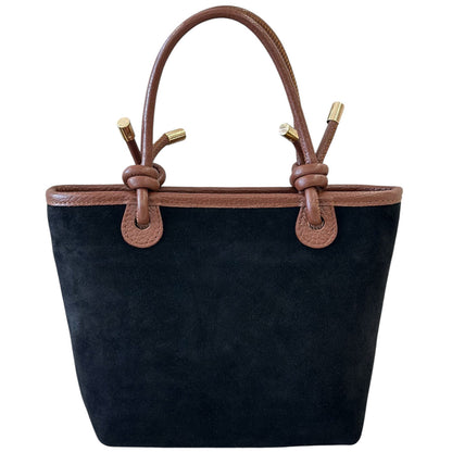 Aurelia Italian Suede Knot Handle Tote Bag - Made In Italy