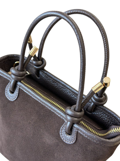 Aurelia Italian Suede Knot Handle Tote Bag - Made In Italy