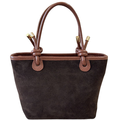 Aurelia Italian Suede Knot Handle Tote Bag - Made In Italy