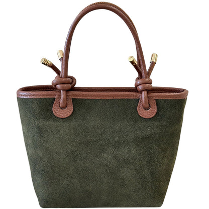 Aurelia Italian Suede Knot Handle Tote Bag - Made In Italy