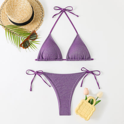 Triangle solid color split bikini