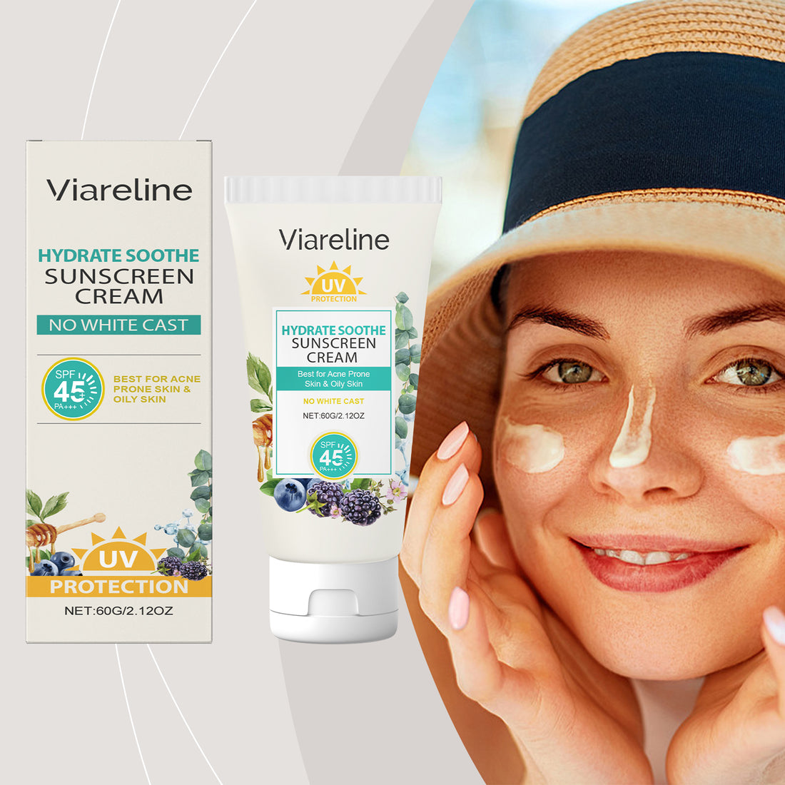 Viareline Oil Control Protective Cream Moisturizes Fresh, Non-Greasy, Hydrating And Isolating Uv Protective Cream