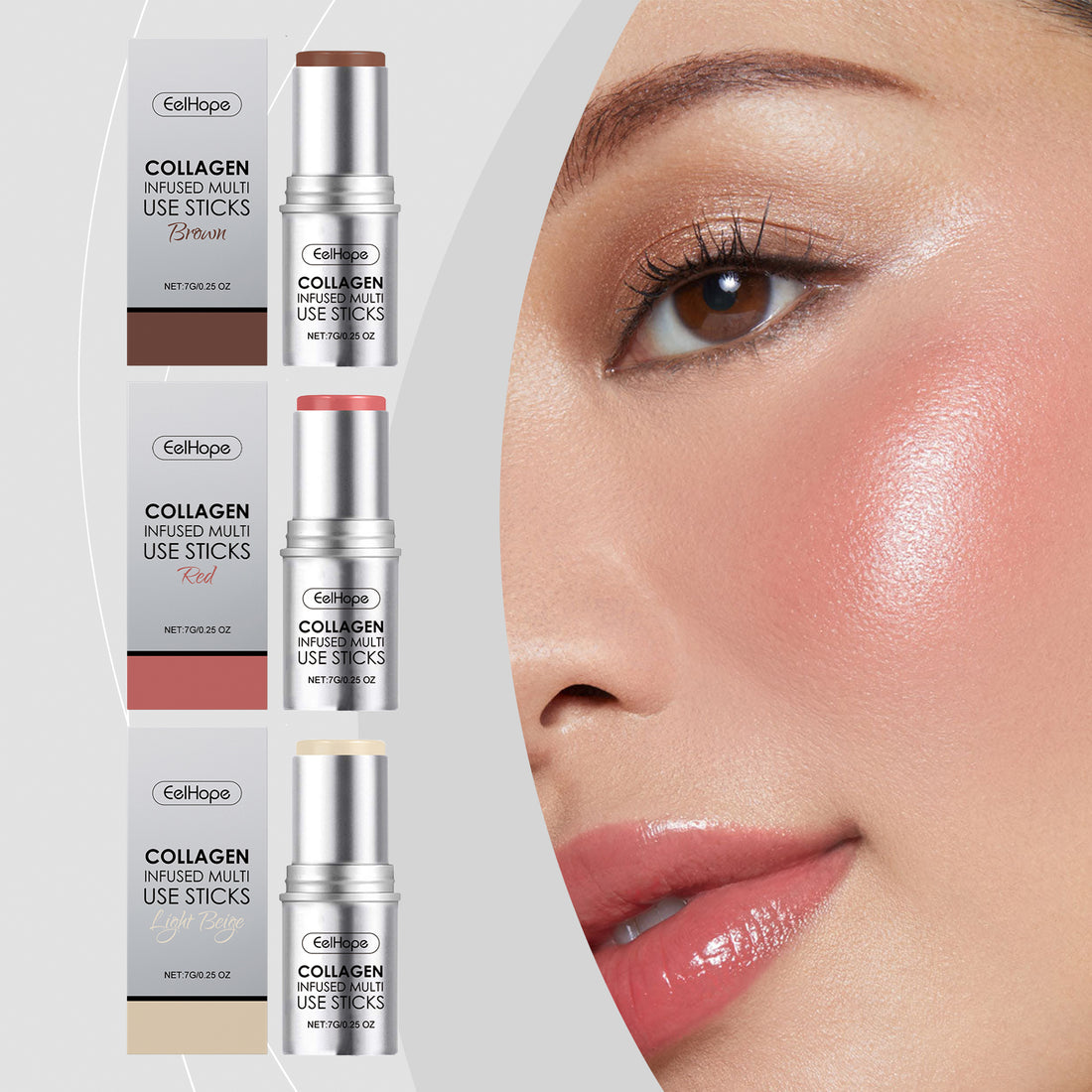 Collagen Makeup Stick Moisturizes Natural Multicolor Blush Stick