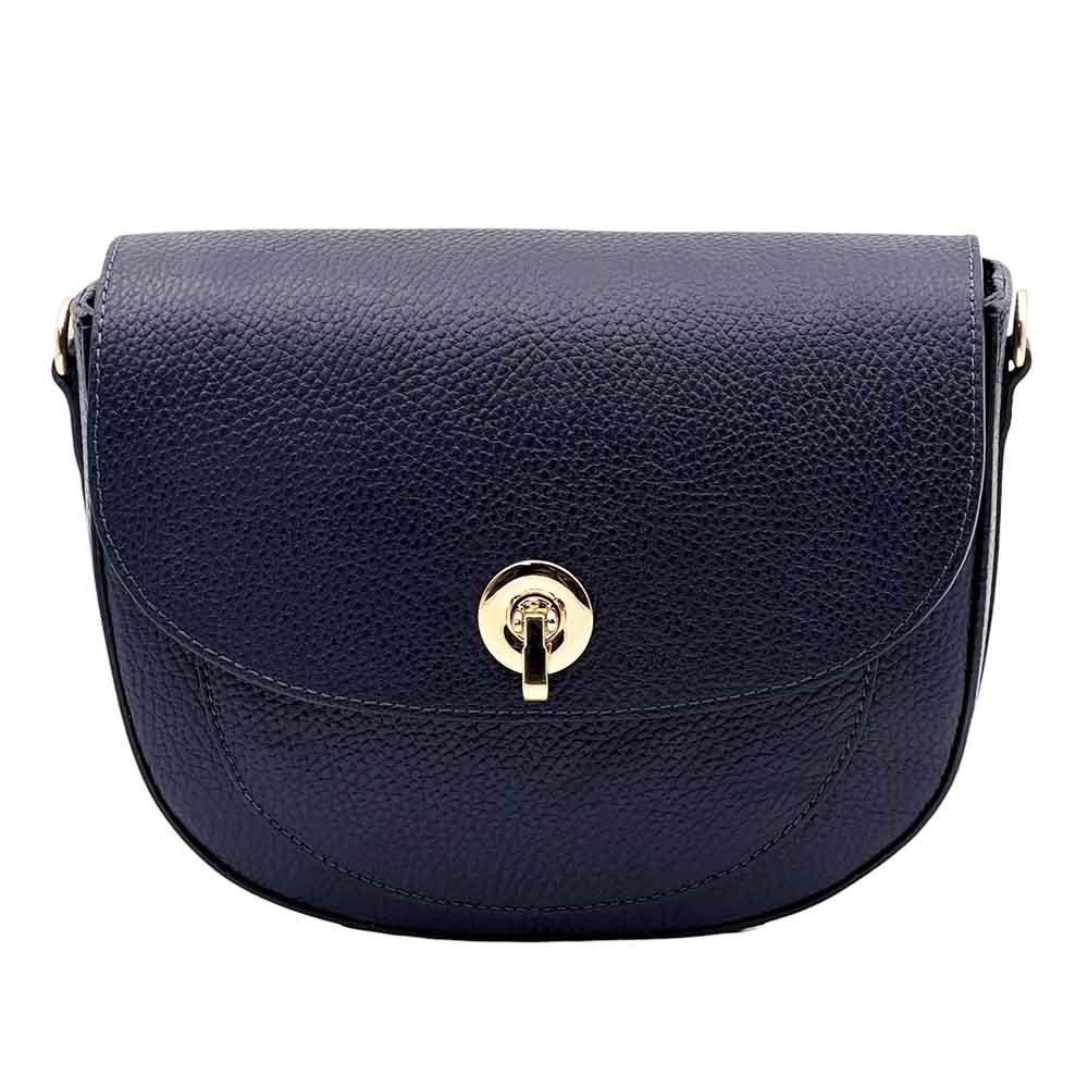 Evania Leather Crossbody Saddle Bag - Made In Italy