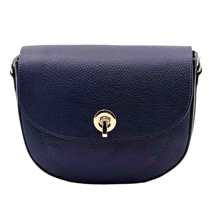 Evania Leather Crossbody Saddle Bag - Made In Italy