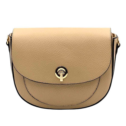 Evania Leather Crossbody Saddle Bag - Made In Italy