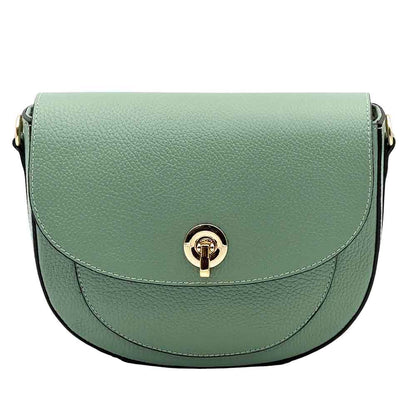 Evania Leather Crossbody Saddle Bag - Made In Italy