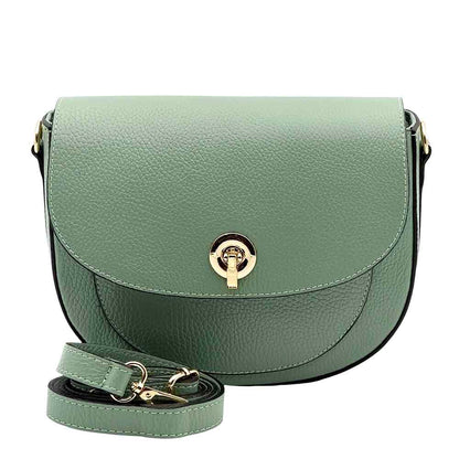 Evania Leather Crossbody Saddle Bag - Made In Italy