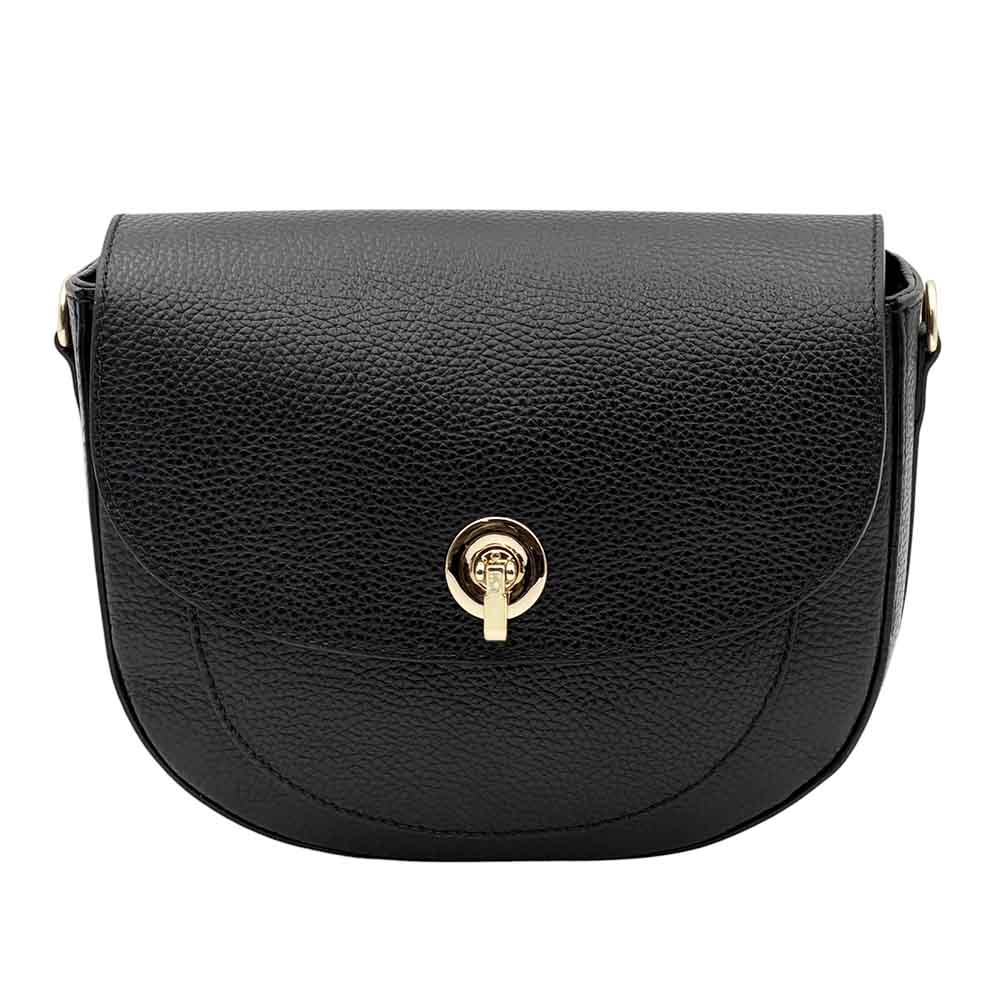 Evania Leather Crossbody Saddle Bag - Made In Italy
