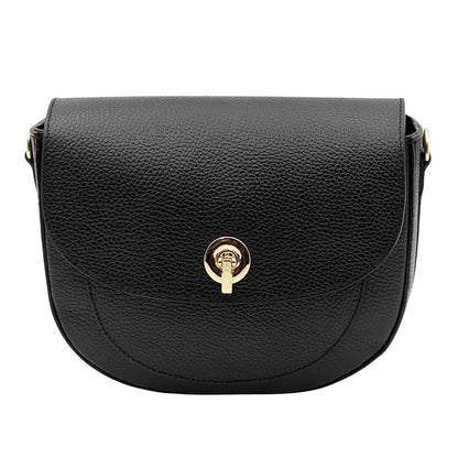 Evania Leather Crossbody Saddle Bag - Made In Italy