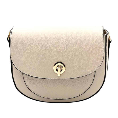 Evania Leather Crossbody Saddle Bag - Made In Italy