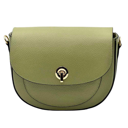 Evania Leather Crossbody Saddle Bag - Made In Italy