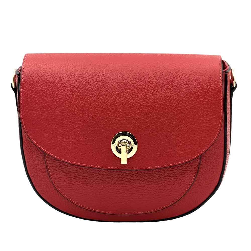 Evania Leather Crossbody Saddle Bag - Made In Italy