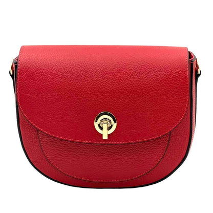 Evania Leather Crossbody Saddle Bag - Made In Italy