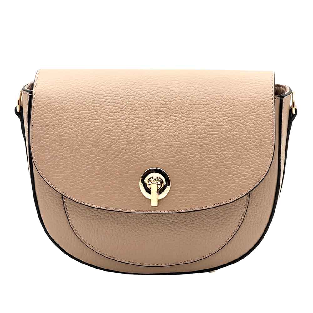 Evania Leather Crossbody Saddle Bag - Made In Italy