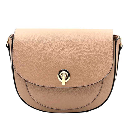 Evania Leather Crossbody Saddle Bag - Made In Italy