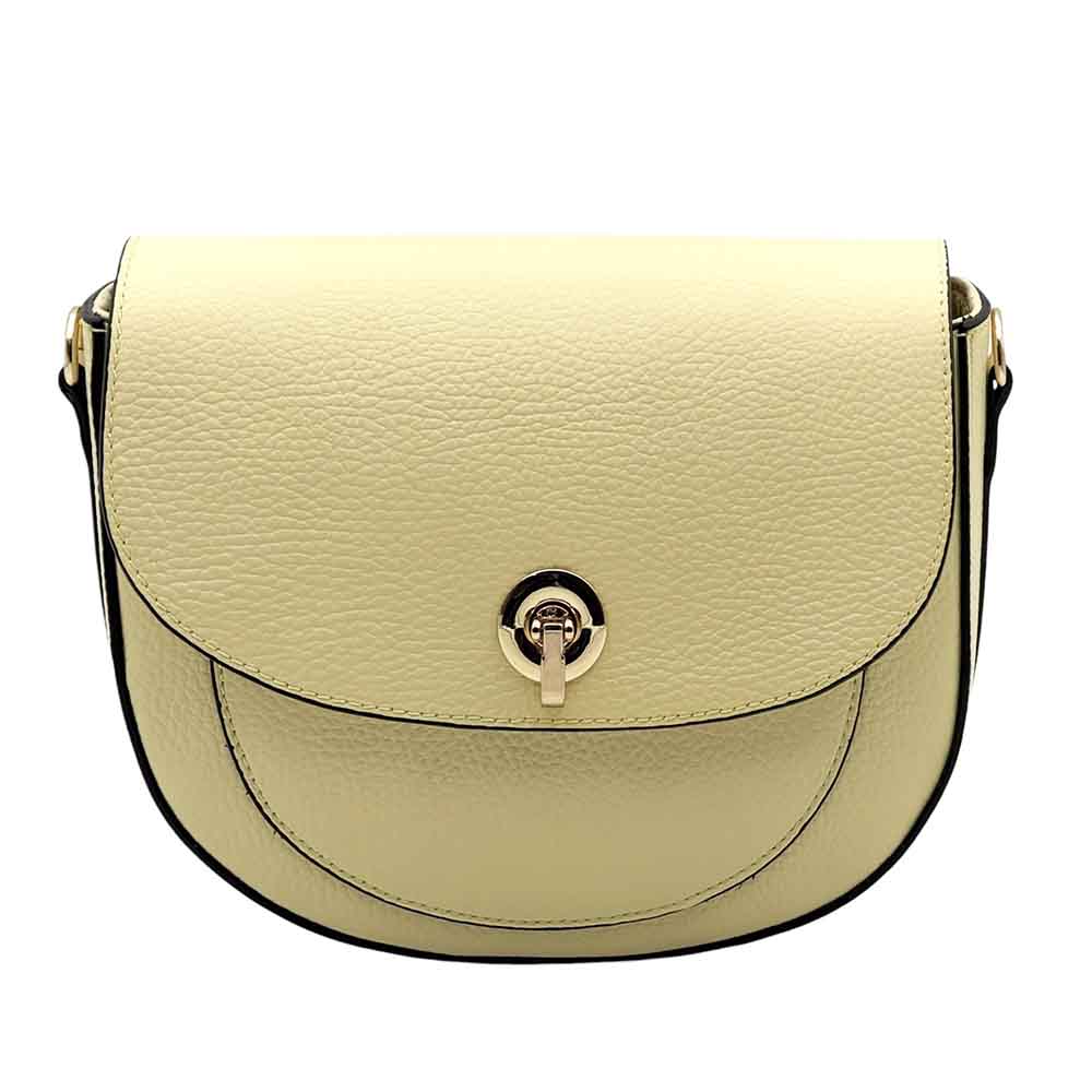 Evania Leather Crossbody Saddle Bag - Made In Italy