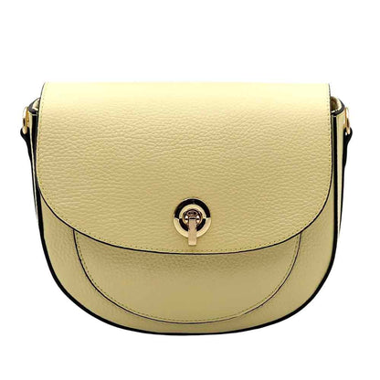 Evania Leather Crossbody Saddle Bag - Made In Italy