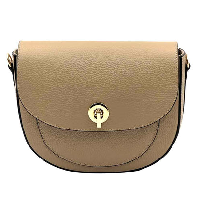 Evania Leather Crossbody Saddle Bag - Made In Italy