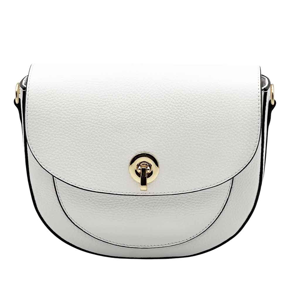 Evania Leather Crossbody Saddle Bag - Made In Italy