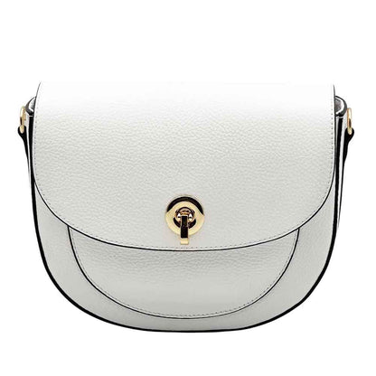 Evania Leather Crossbody Saddle Bag - Made In Italy