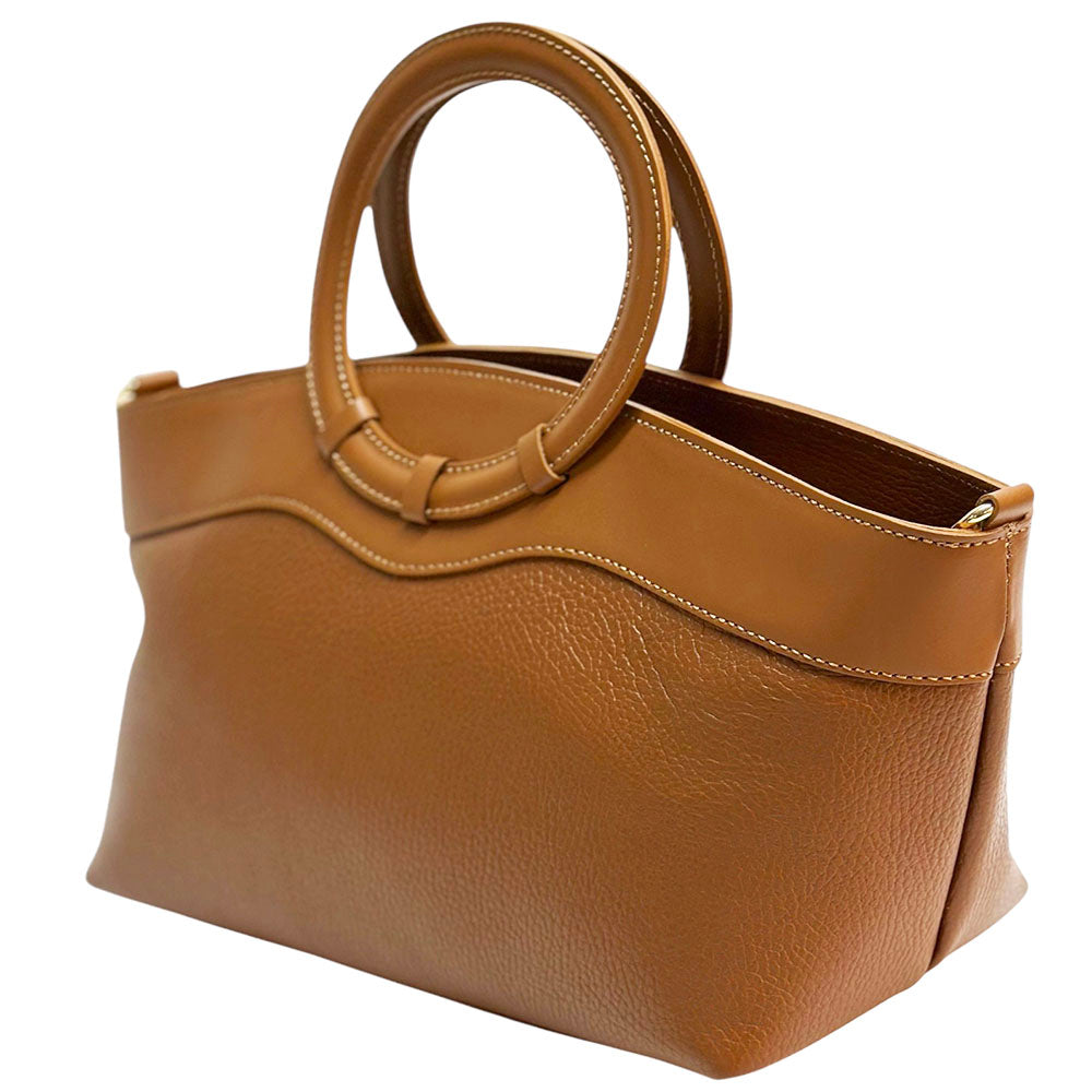Marcella Cow Leather Top Handle Bag - Made In Italy