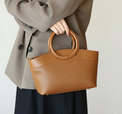 Marcella Cow Leather Top Handle Bag - Made In Italy