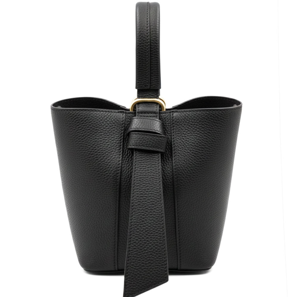 Bella Duo Cow Leather Bucket Handbag - Made In Italy