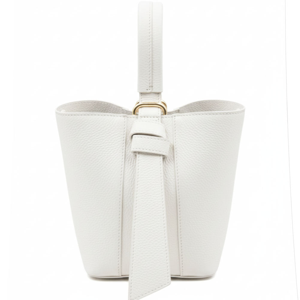Bella Duo Cow Leather Bucket Handbag - Made In Italy