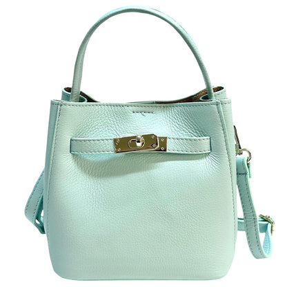 Nives Italian Leather Top Handle Bag - Made In Italy