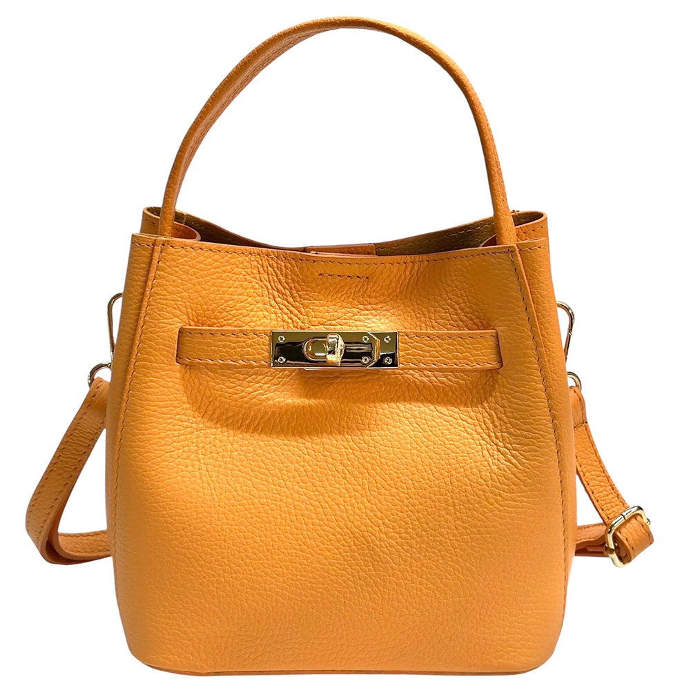Nives Italian Leather Top Handle Bag - Made In Italy