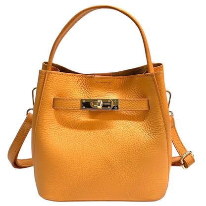 Nives Italian Leather Top Handle Bag - Made In Italy