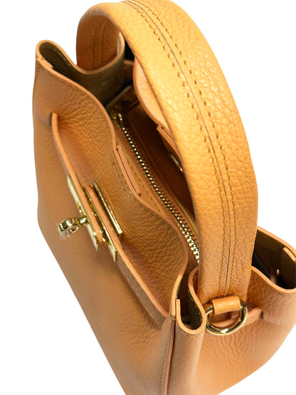 Nives Italian Leather Top Handle Bag - Made In Italy