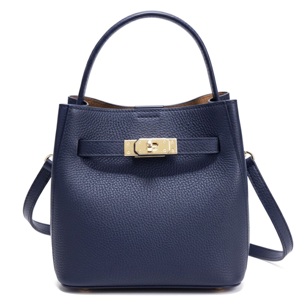 Nives Italian Leather Top Handle Bag - Made In Italy