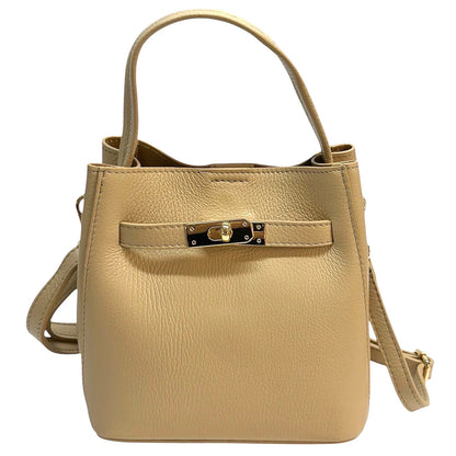 Nives Italian Leather Top Handle Bag - Made In Italy