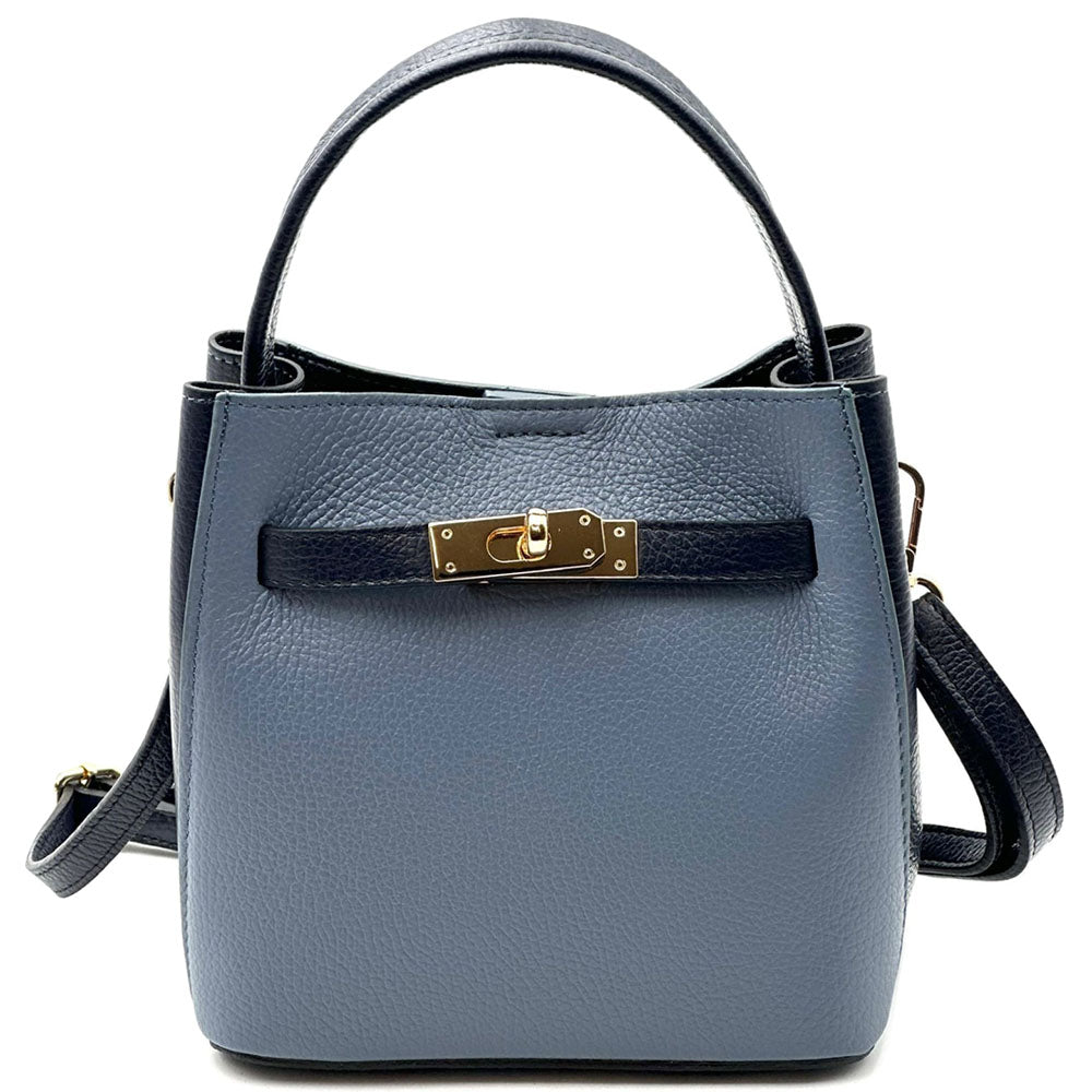 Nives Italian Leather Top Handle Bag - Made In Italy